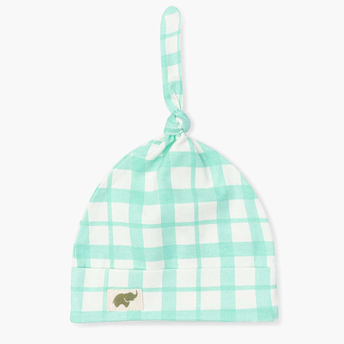Top Knot Cap - Mint Gingham