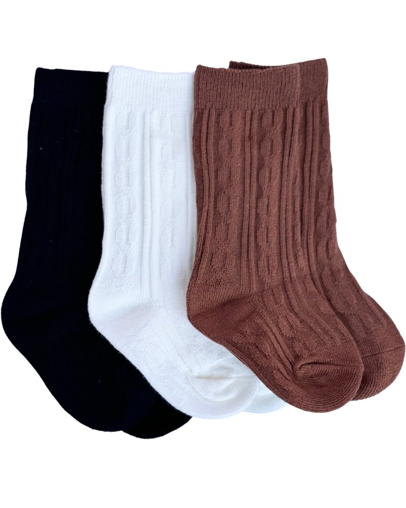 Pepper Knee-High Cable Knit Socks