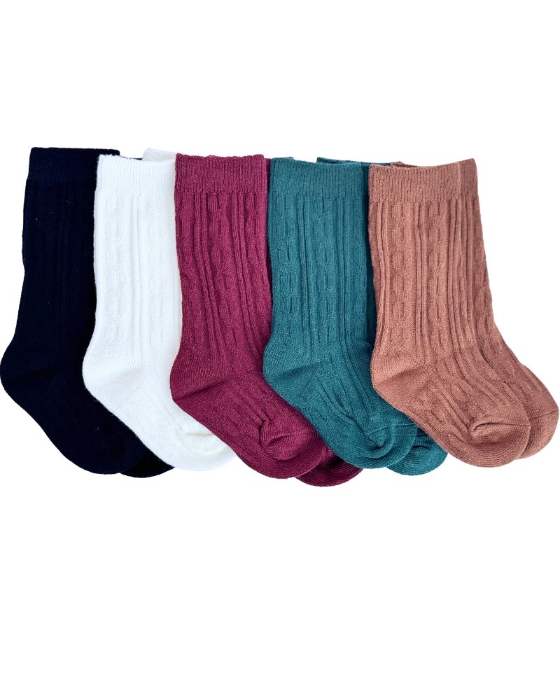 Pepper Knee-High Cable Knit Socks