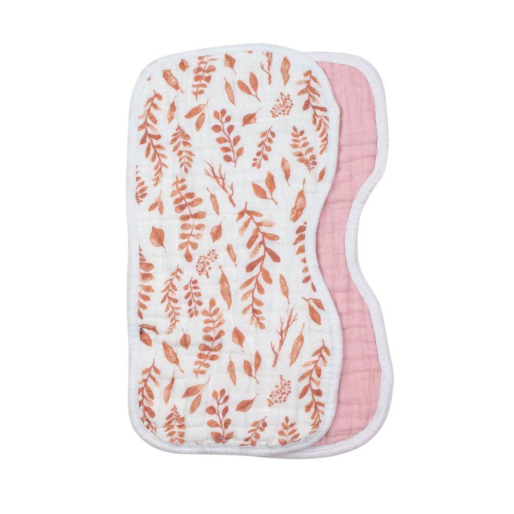 Pink Leaves + Cotton Candy Muslin Burp Cloths Burp Cloths Bebe au Lait