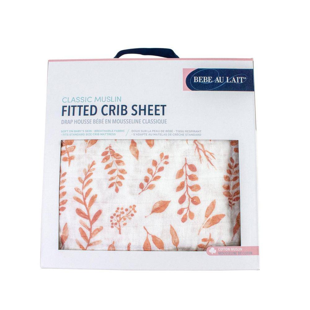 Pink Leaves Crib Sheet Crib Sheet Bebe au Lait