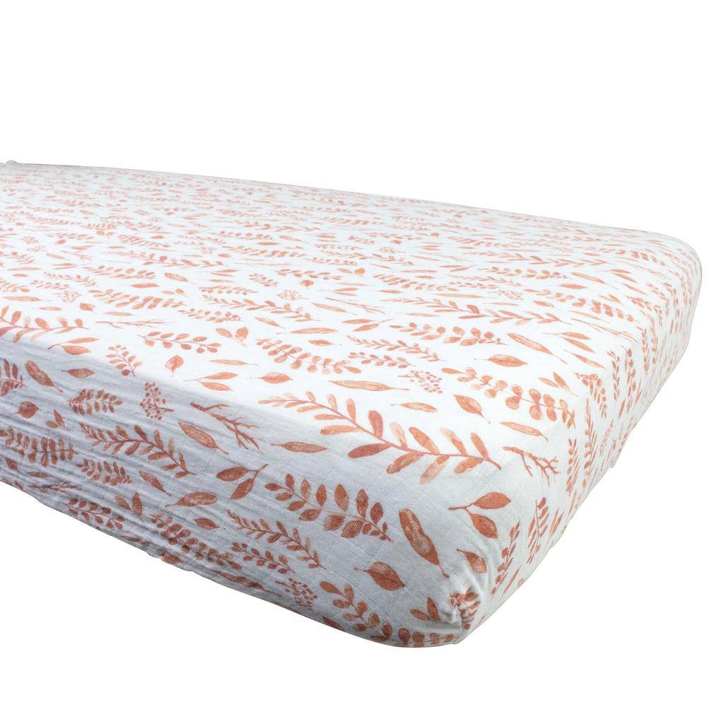Pink Leaves Crib Sheet Crib Sheet Bebe au Lait