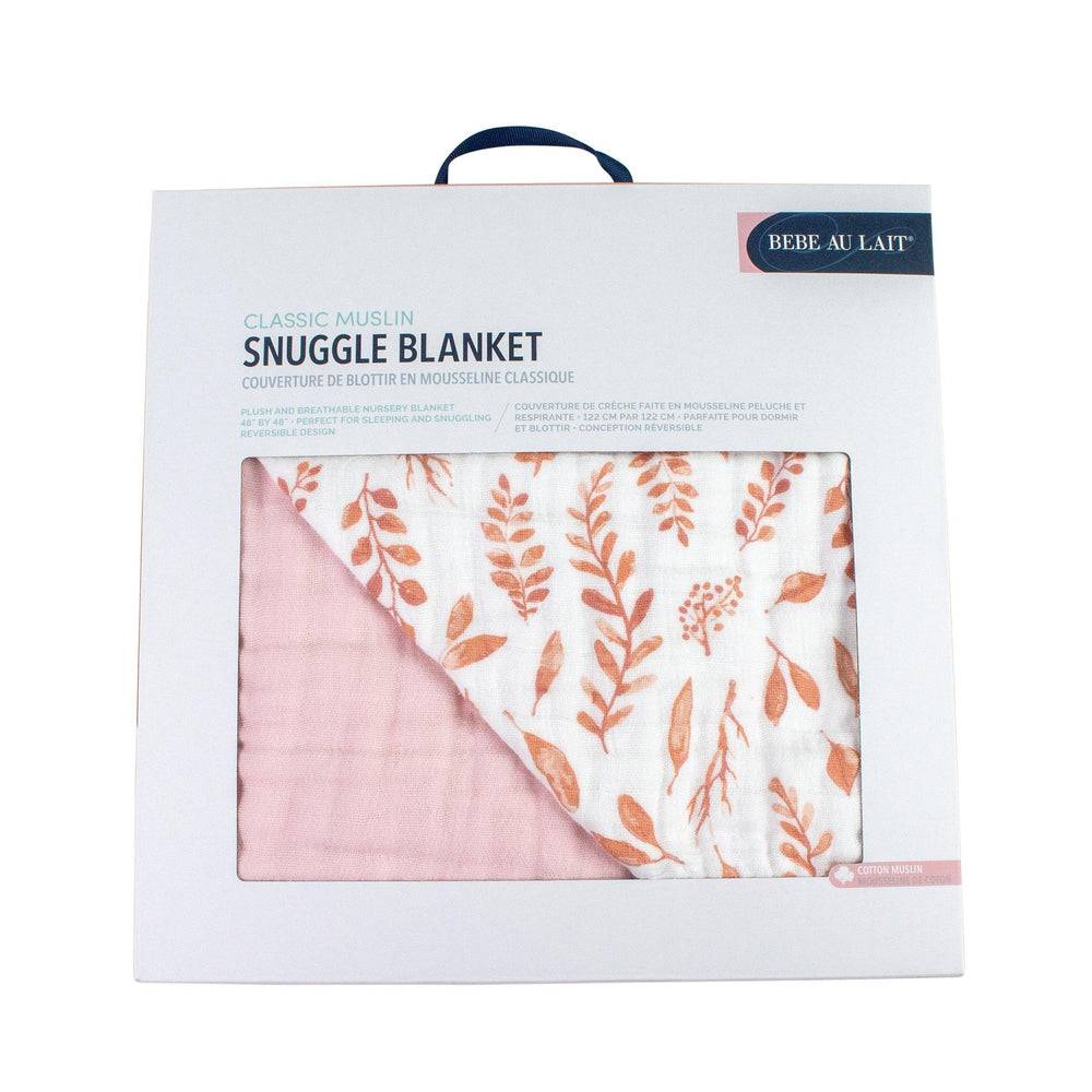 Pink Leaves + Cotton Candy Premium Cotton Snuggle Blanket Snuggle Blanket Bebe au Lait