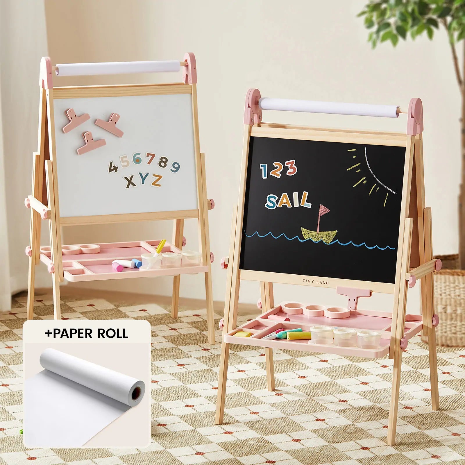 Tiny Land® Pink Magnitales Easel & Paper Roll Set