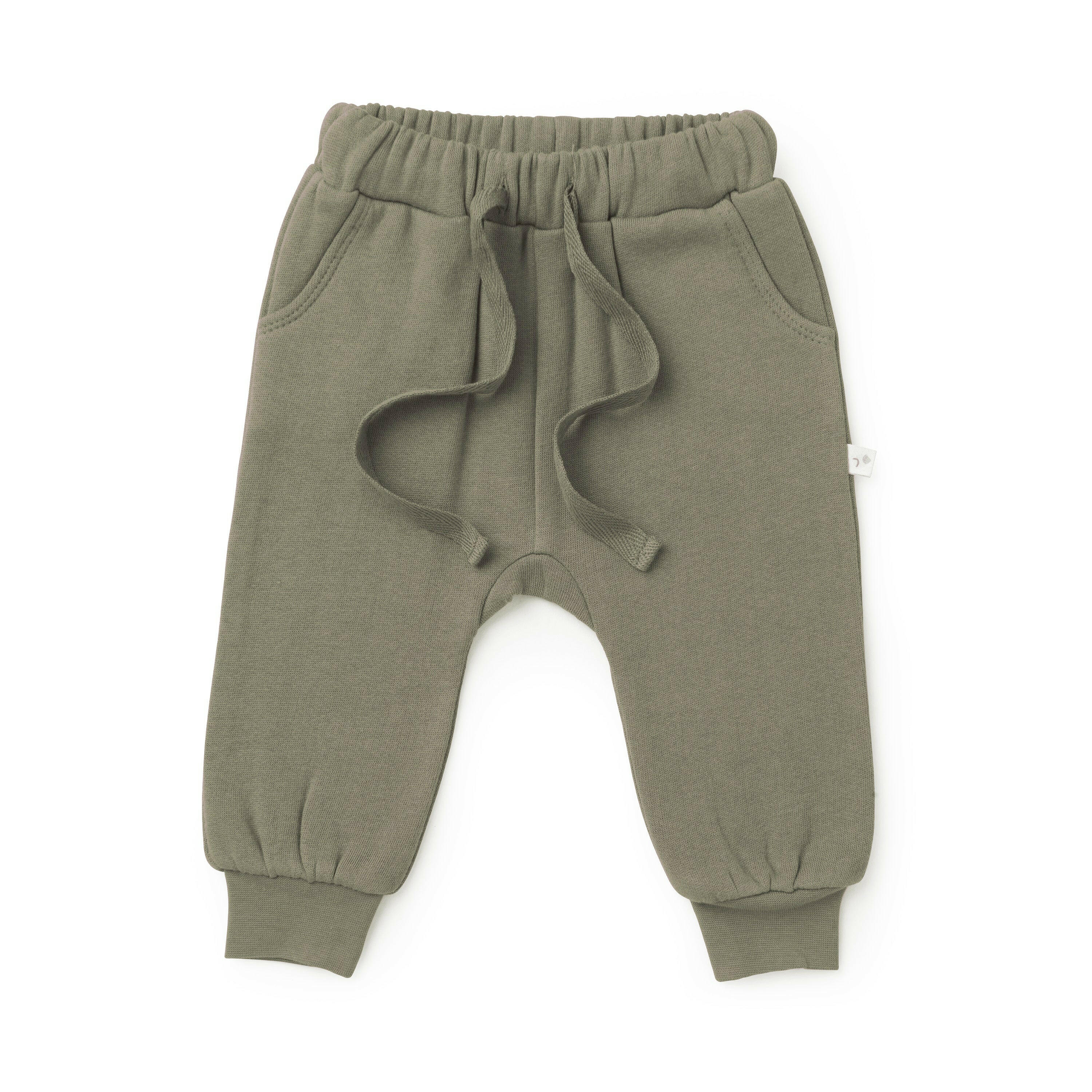 Organic Baby Toddler Jogger Pants - Olive Jogger Pants Makemake Organics