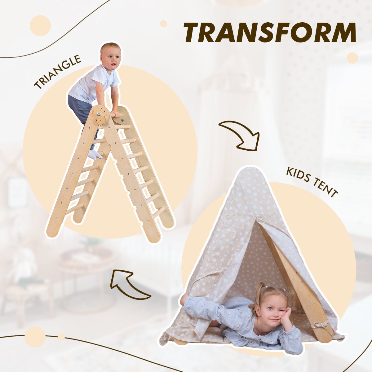 Play Tent Cover with Mat for Climbing Triangle Ladder Climbing Accessories Goodevas