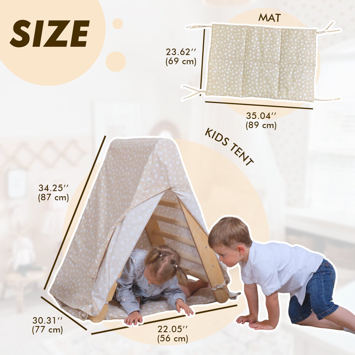 Play Tent Cover with Mat for Climbing Triangle Ladder Climbing Accessories Goodevas