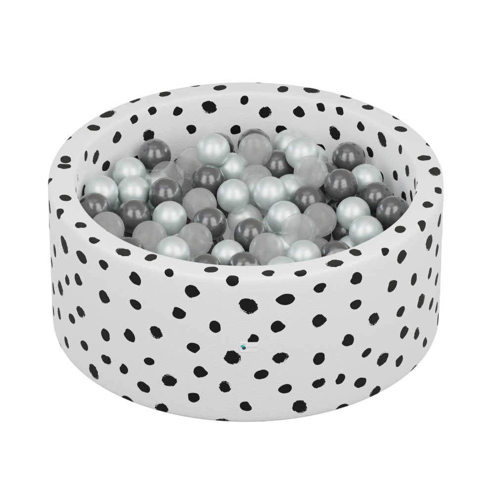 Ball Pit + 200 Pit Balls Little Big Playroom Polka Dot Ball Pit - Pearl, Silver, Water Balls