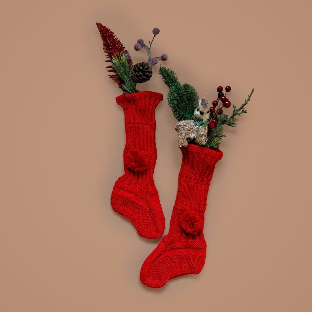 Pom-Pom Knit Bed Socks
