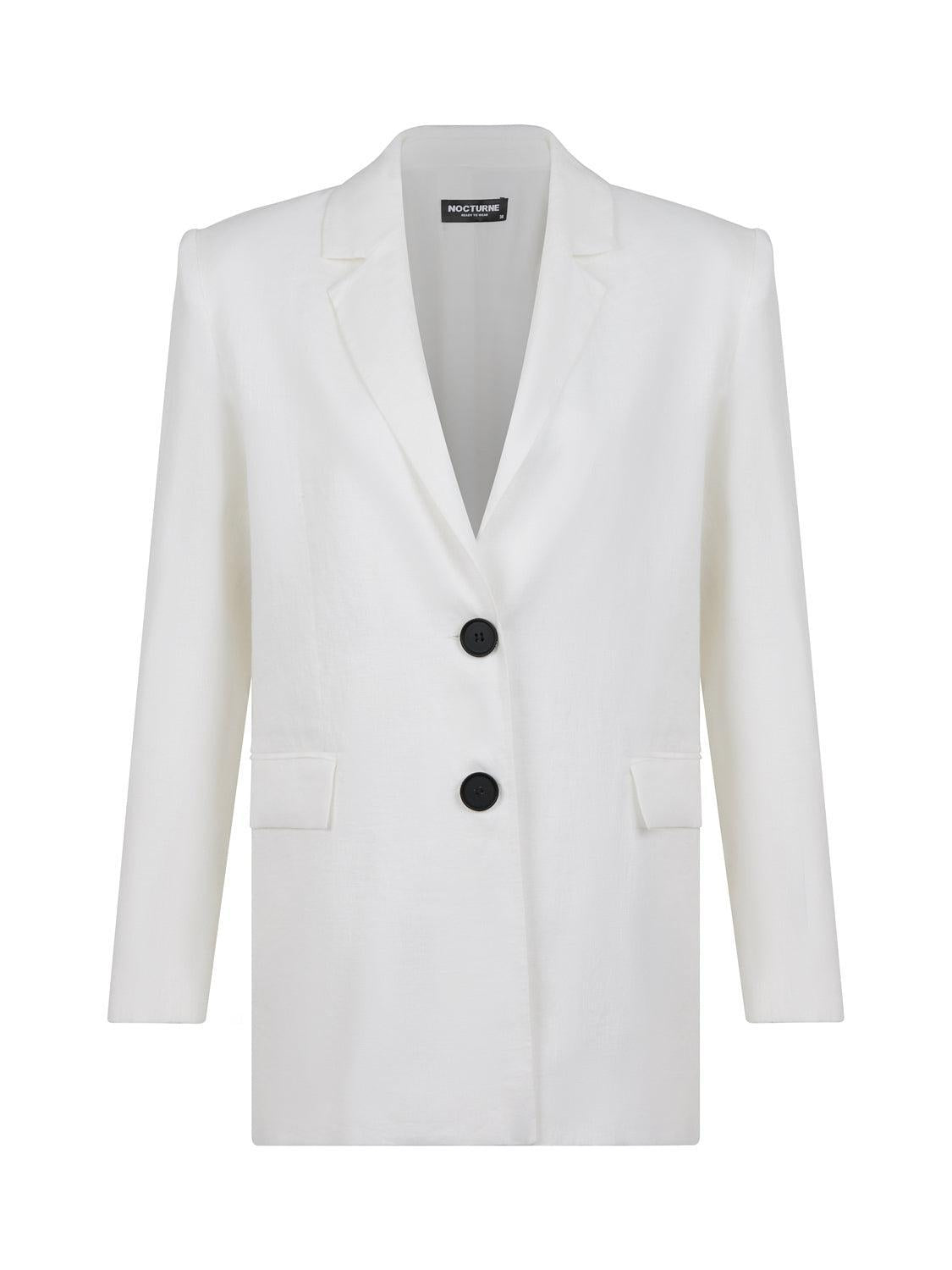 Double-Breasted Linen Jacket - Ecru