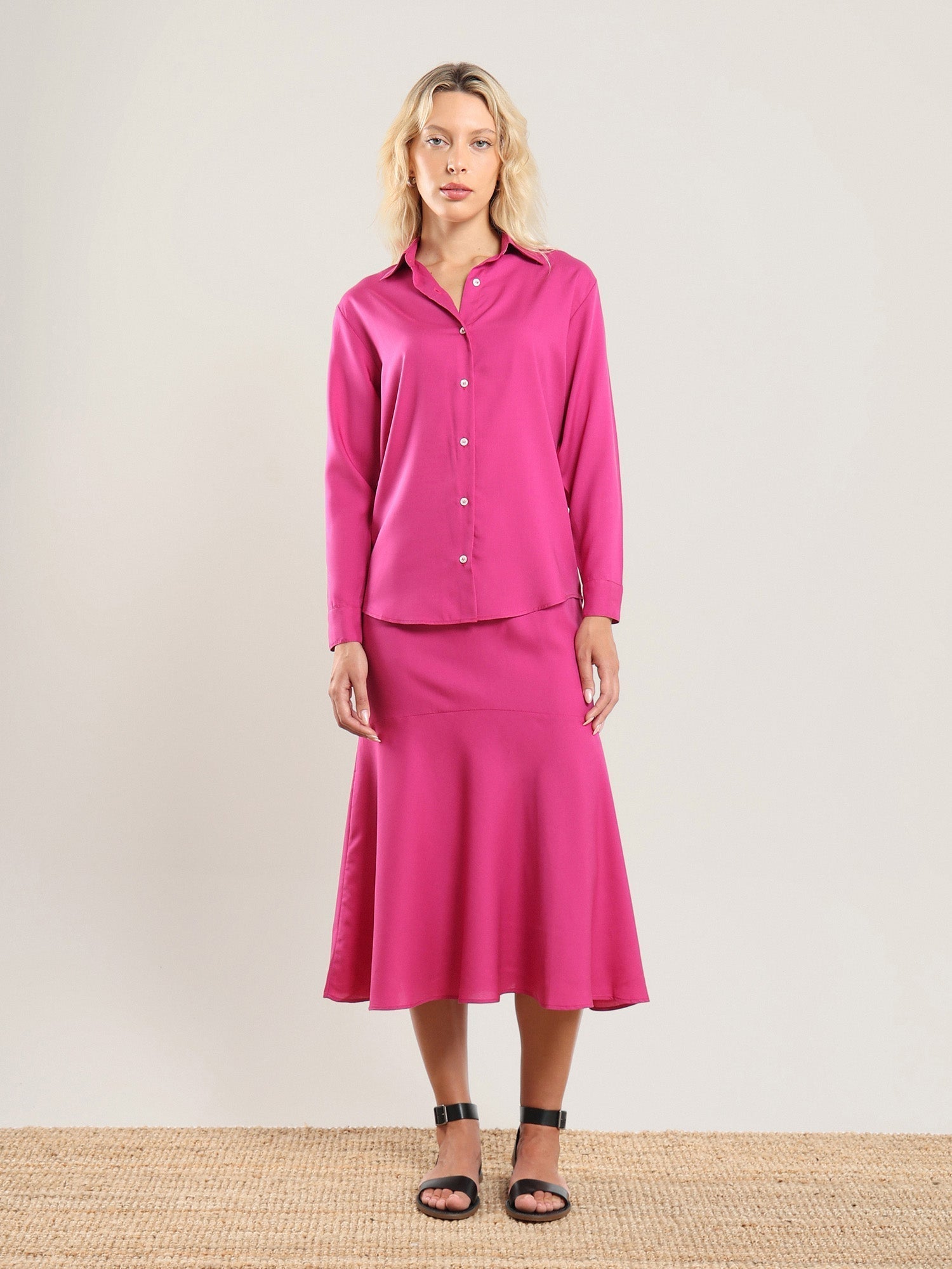 Tencel Button Up - Bougainvillea