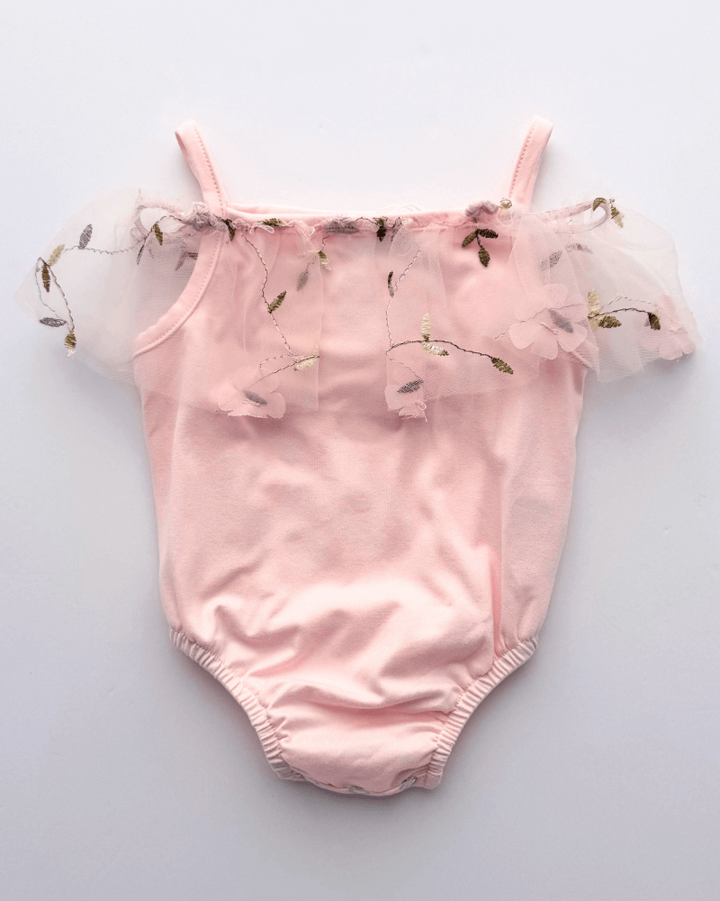 Bristol Applique Off Shoulder Leotard - Pink Swan