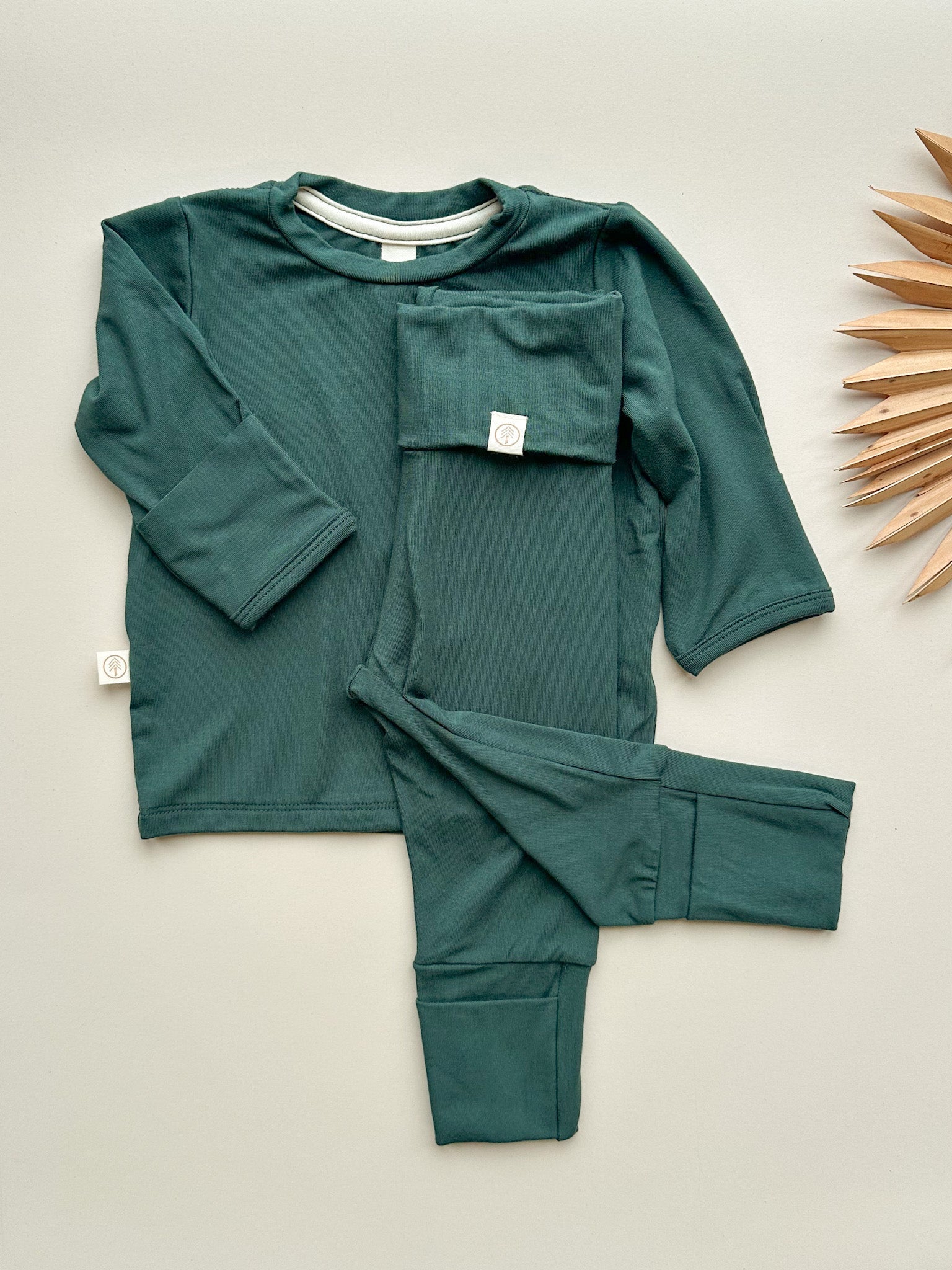 Fold-Over Footie Bamboo Leggings | Pine