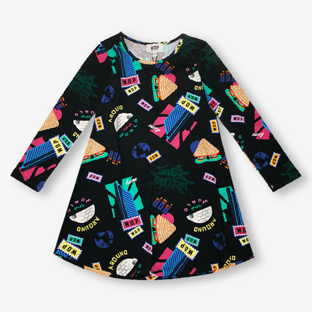 Printed black dress "home world"
