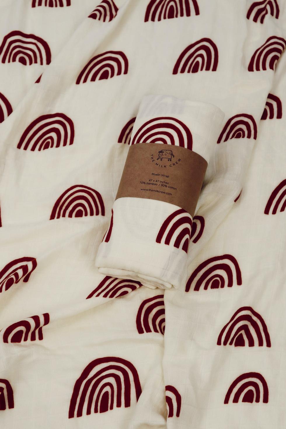 Bamboo Muslin Swaddle Blanket - Retro Rainbow