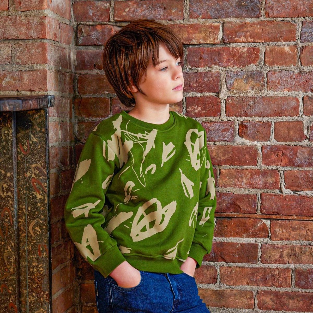 Nature's Canvas Kid Sweatshirt - Jungle Green/multi