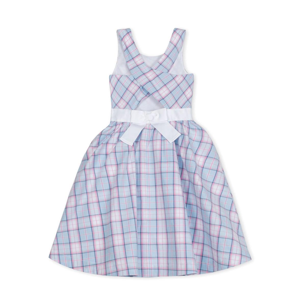 Baby Organic Cross Back Party Dress - English Blue Plaid