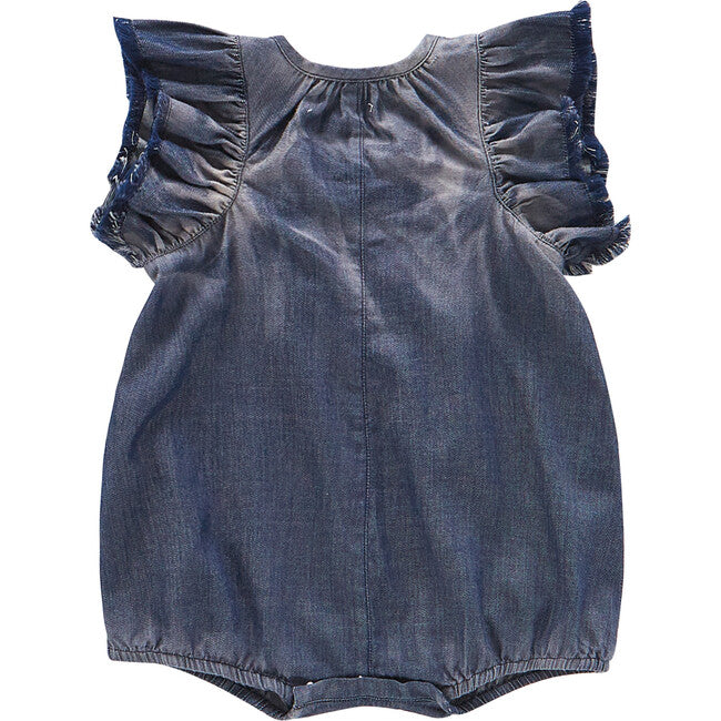 Denim Bubble Romper - Indigo