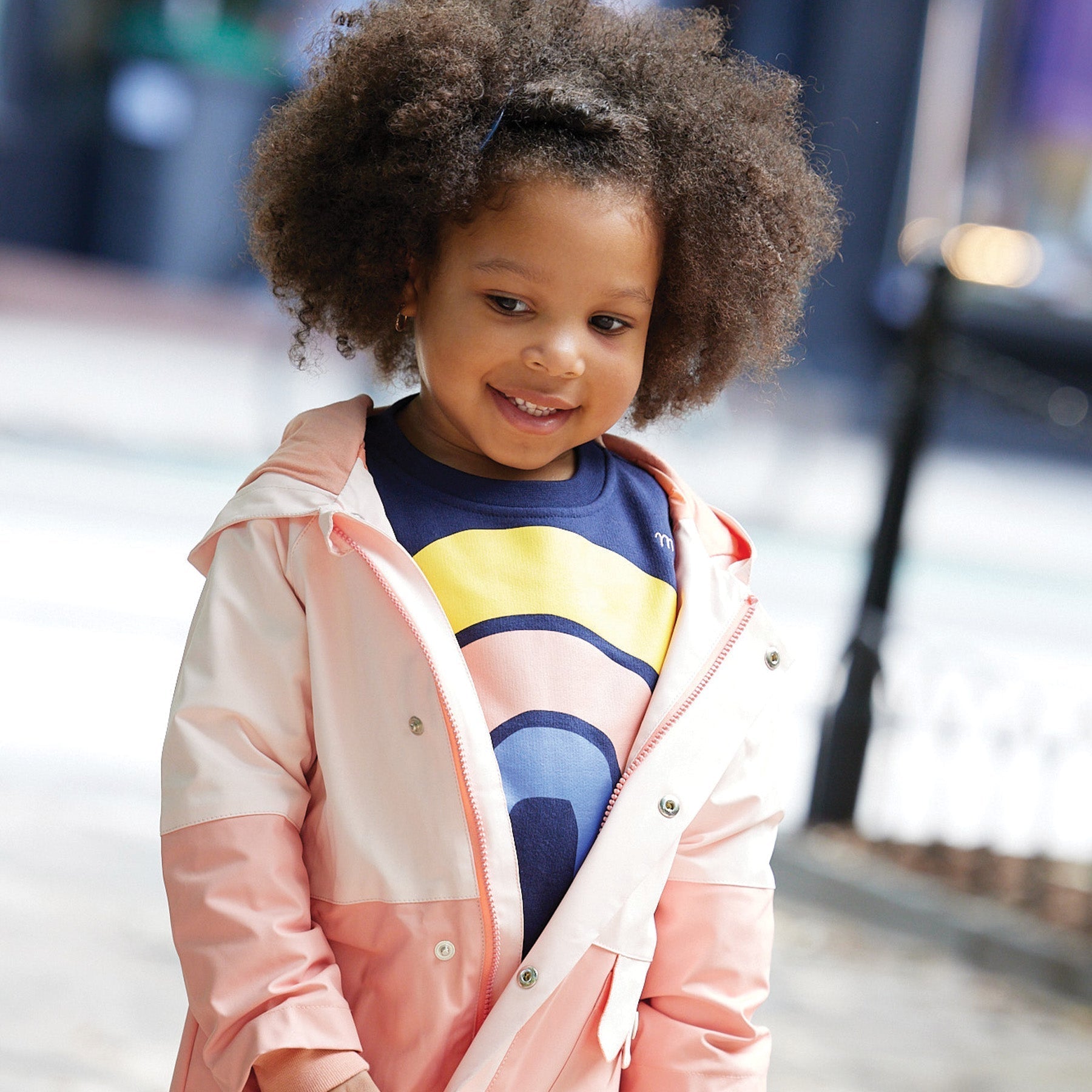 Colorblock Kid Raincoat - Soft Pink/terracoral