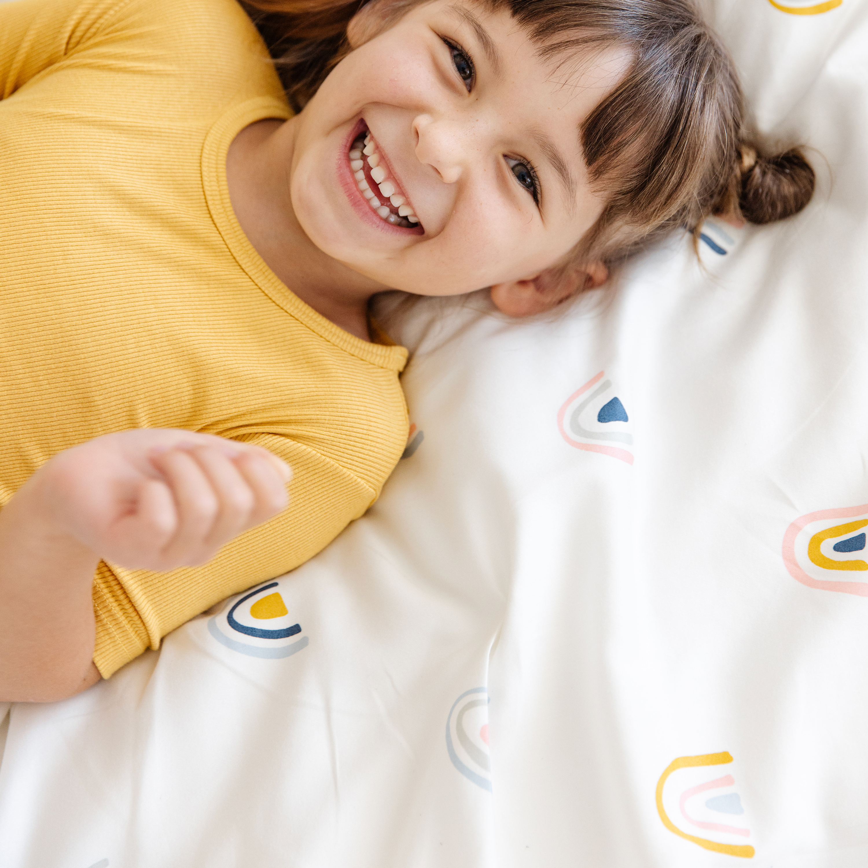 Organic Kids Fitted Sheet - Rainbow Fitted Sheet Set Makemake Organics