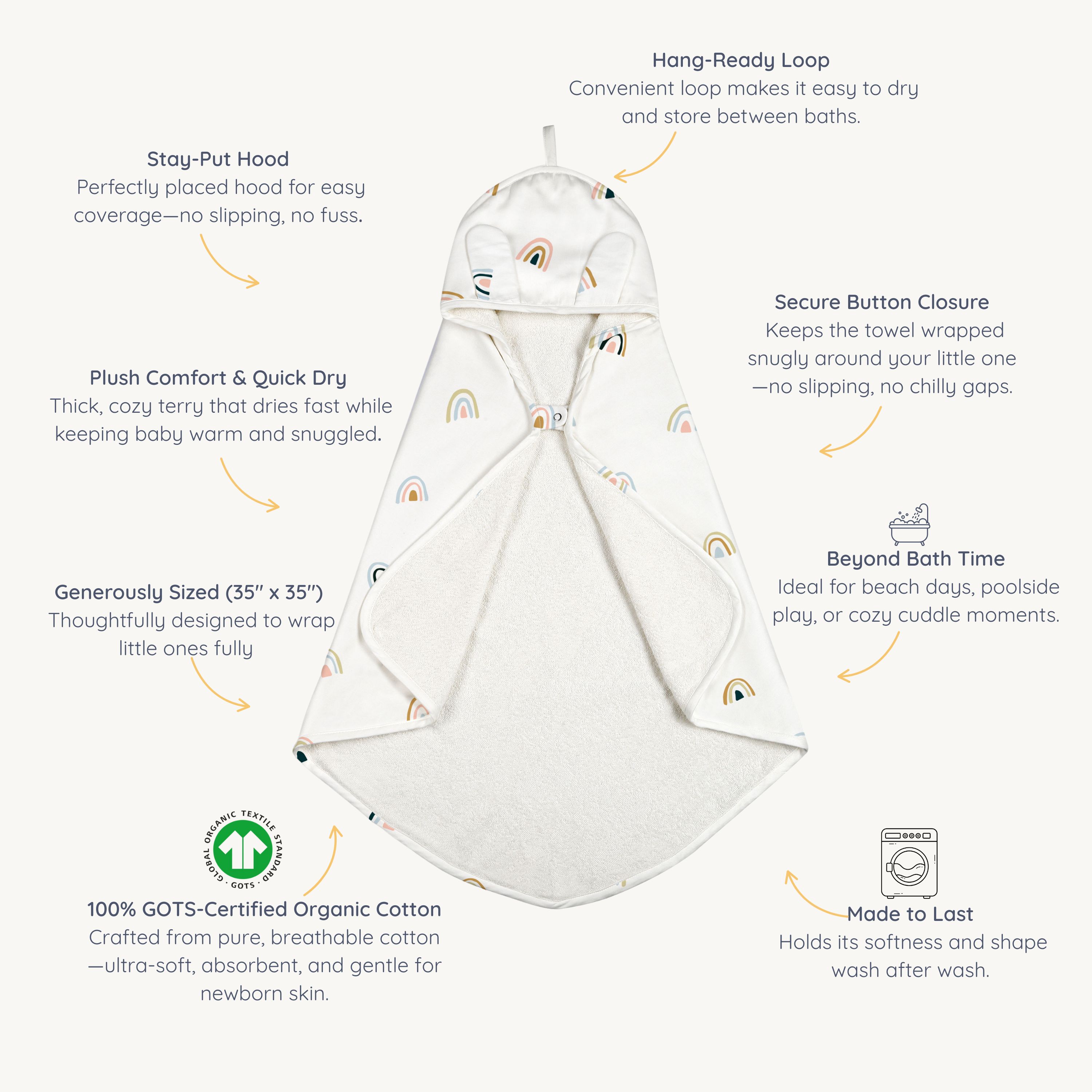 Organic Baby Towel - Rainbow
