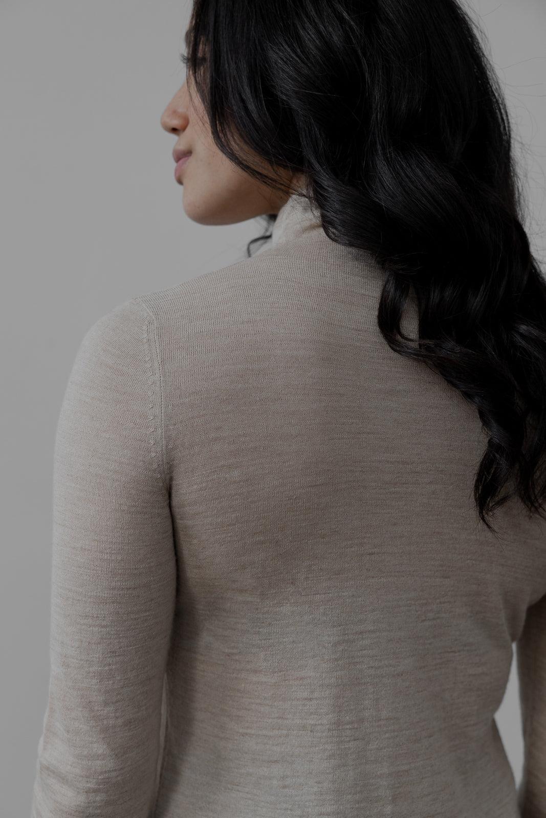 T Neck Pullover - Fawn