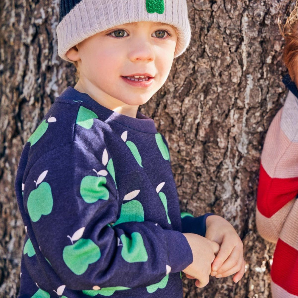 Recycled Cotton Apples Baby Sweatshirt - Blue Ribbon Apple