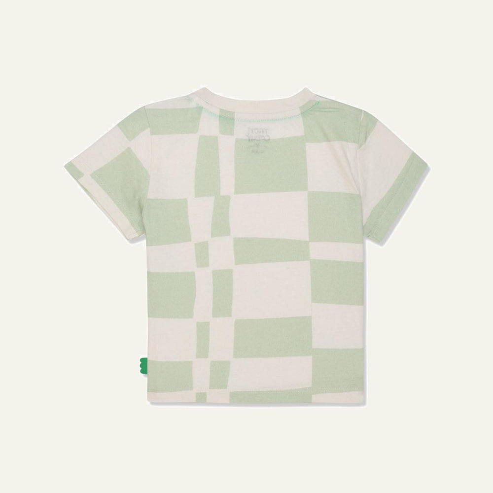 Recycled Cotton Checkered Baby T-shirt - Natural/sea Foam - FINAL SALE