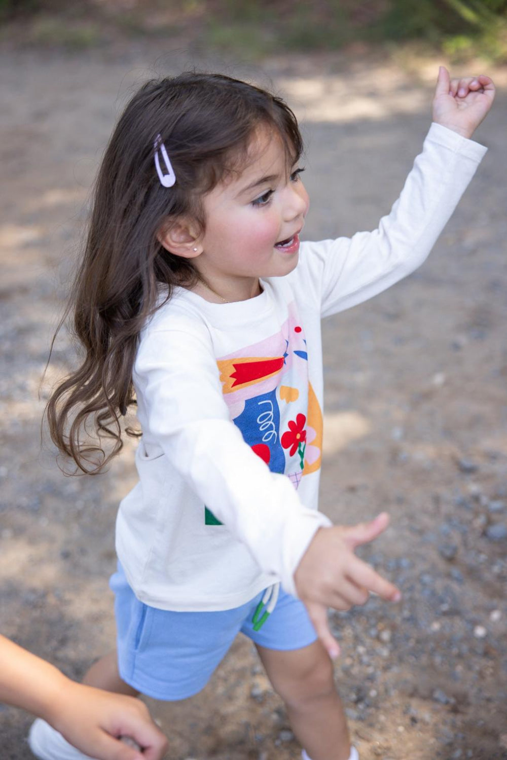 Recycled Cotton Della Blue Cropped Girl Shorts - Della Blue - FINAL SALE