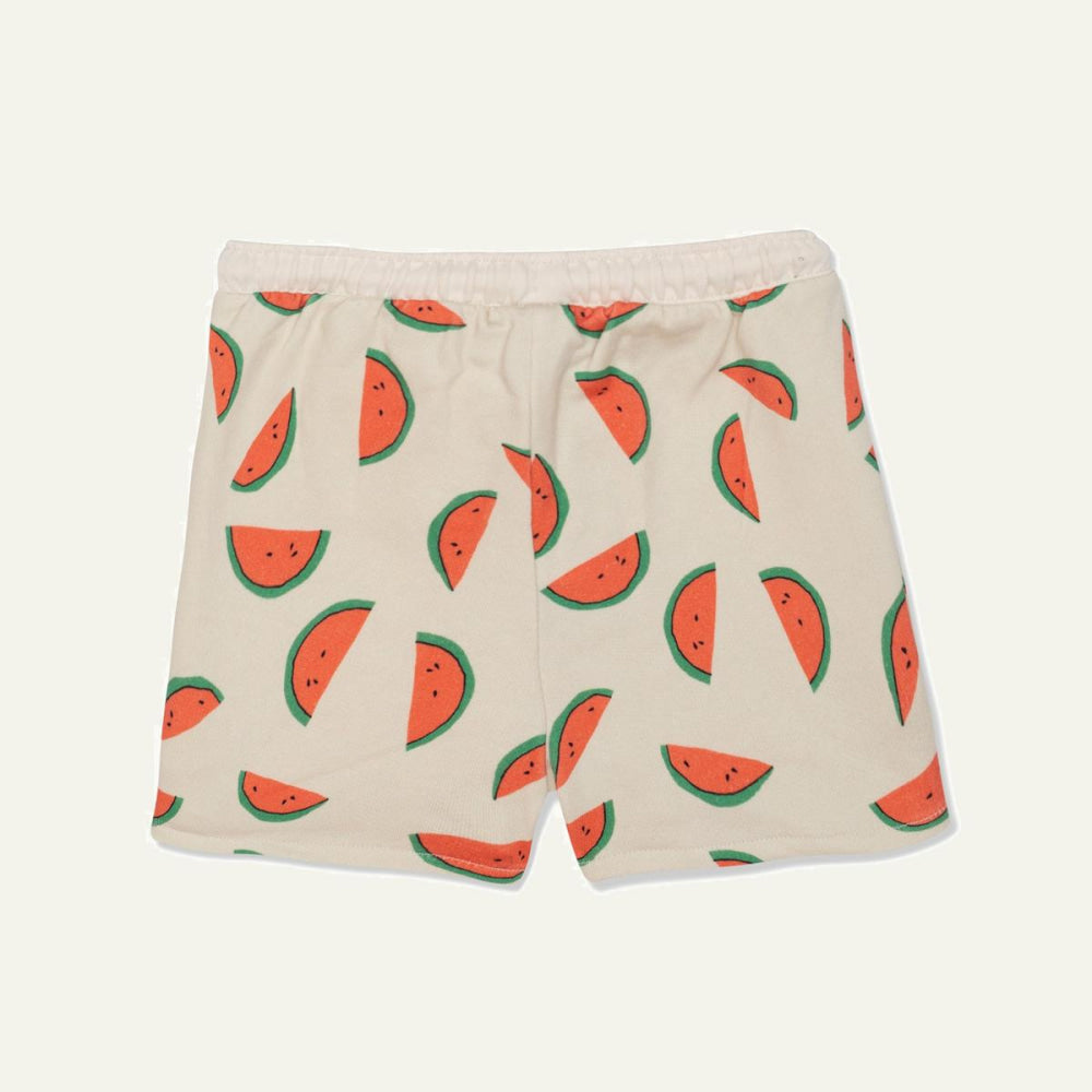 Recycled Cotton Watermelon Slices Cropped Girl Shorts - Natural - FINAL SALE