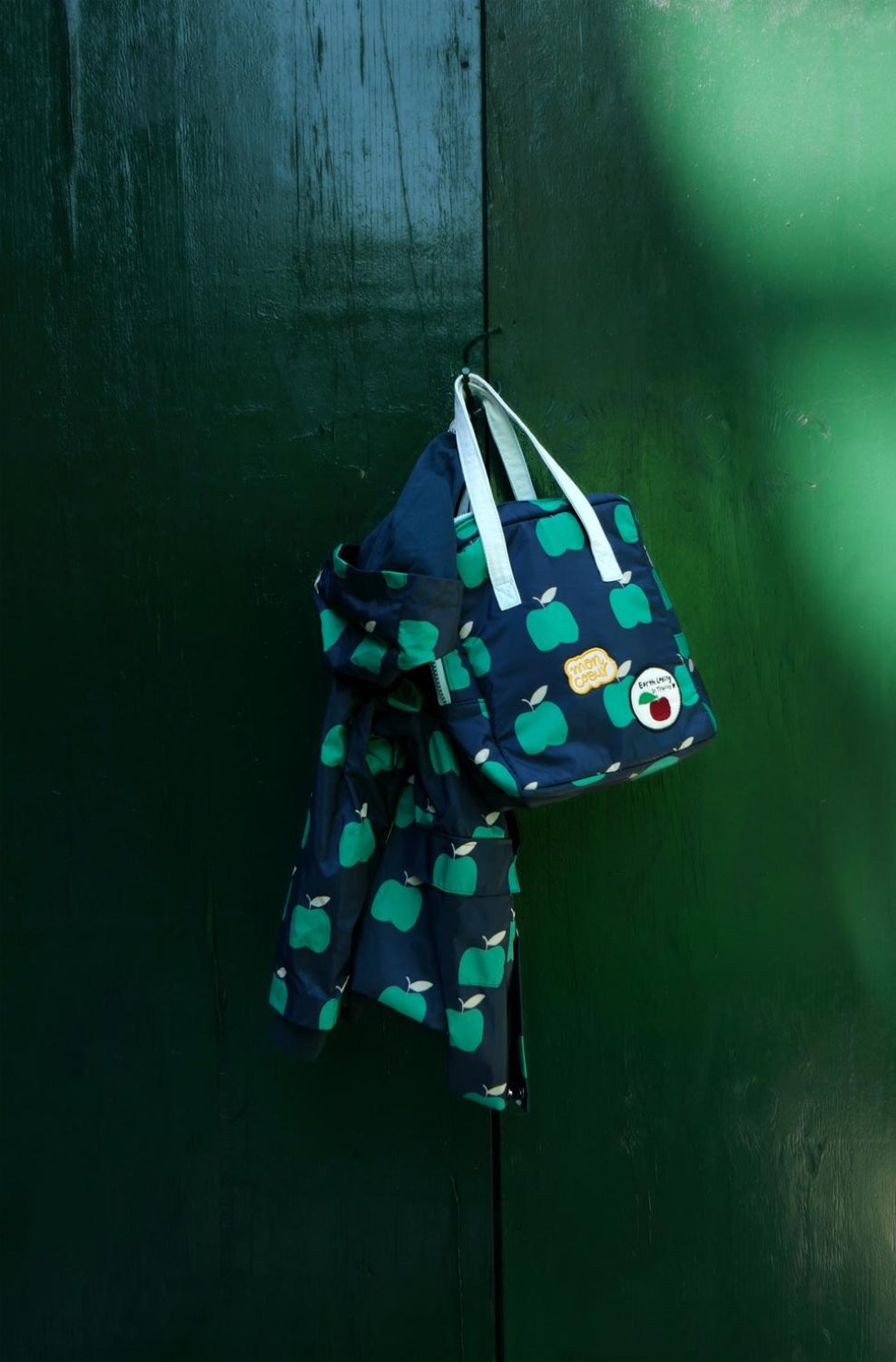 Recycled Fabric Apple Baby Raincoat - Blue Ribbon Apple