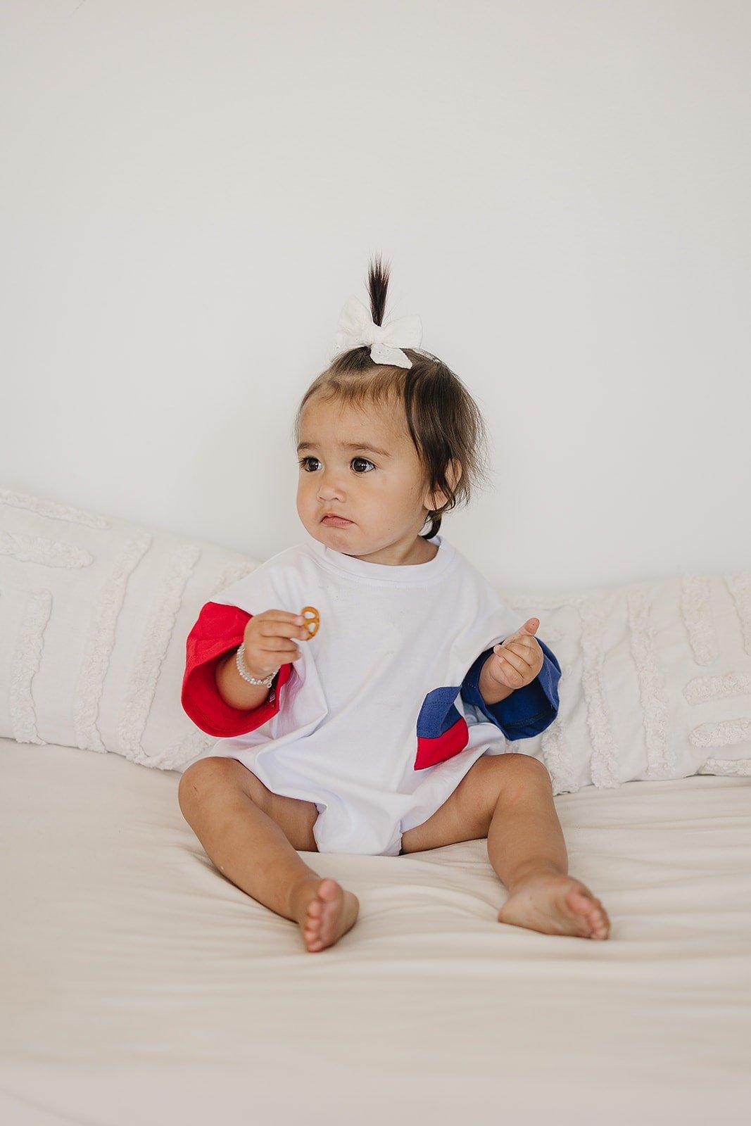 Red, White & Blue Colorblock T-Shirt Romper