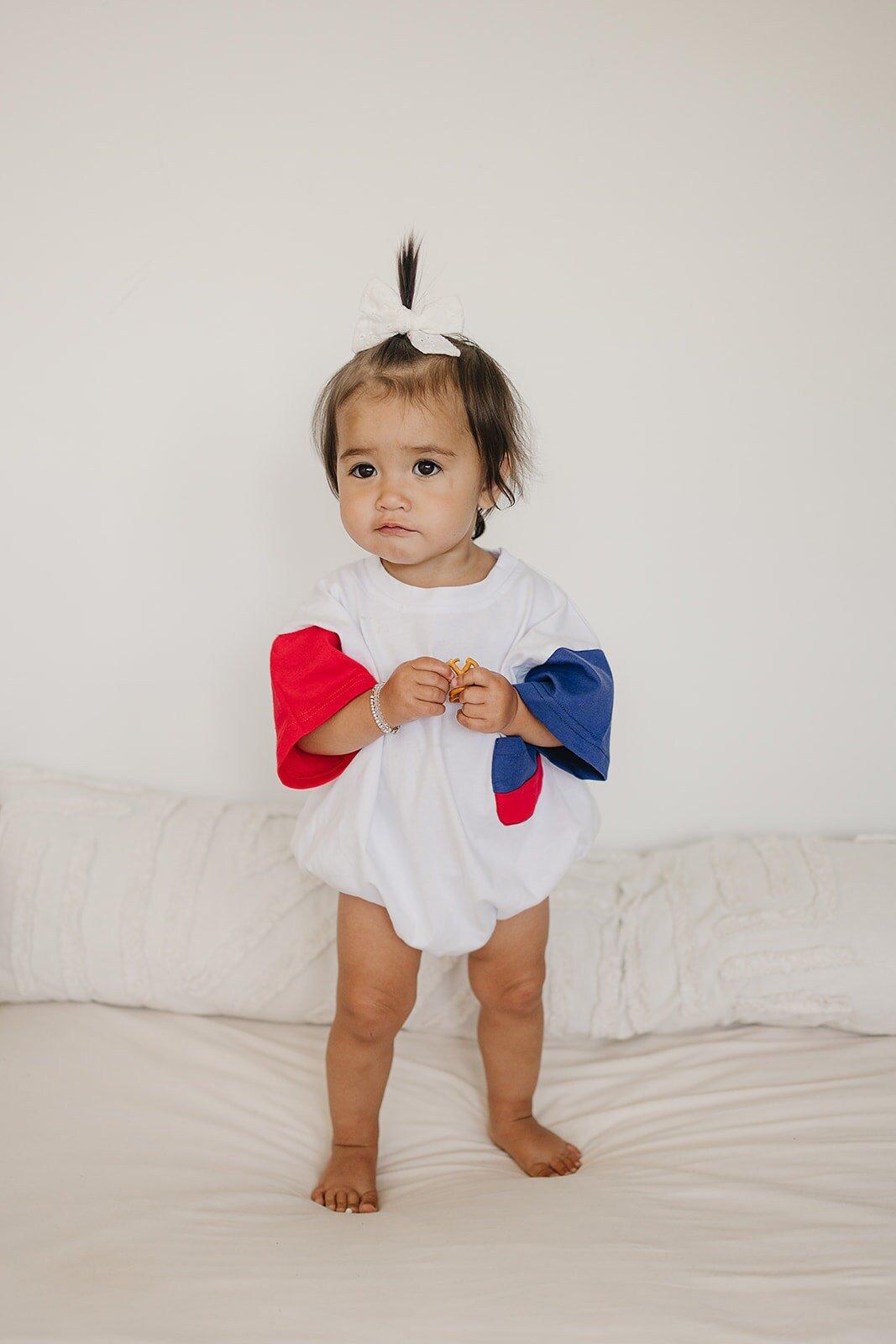 Red, White & Blue Colorblock T-Shirt Romper