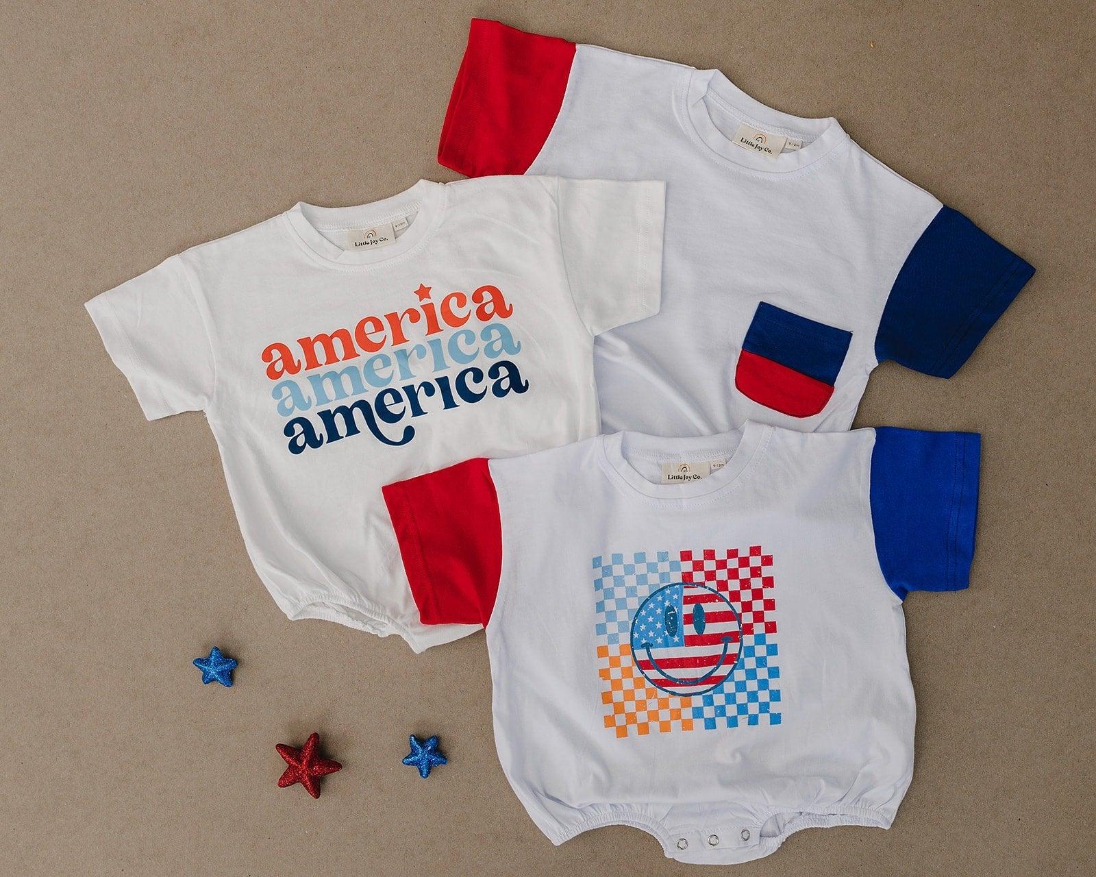 Red, White & Blue Colorblock T-Shirt Romper