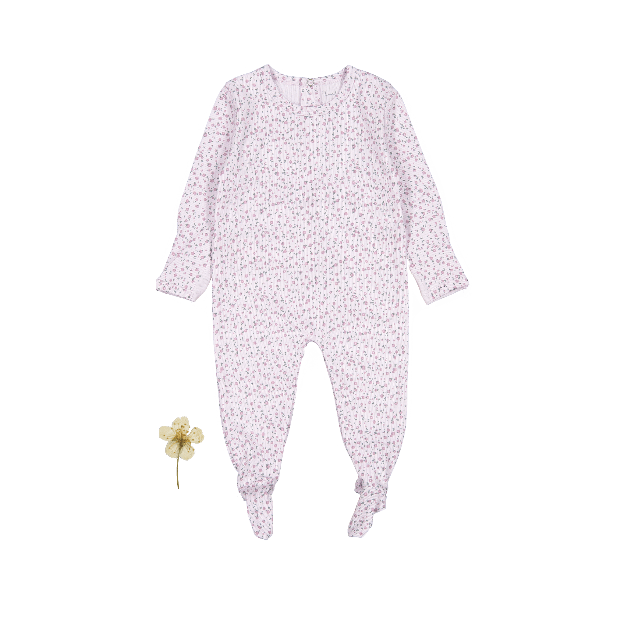 The Printed Romper - Lilac Bud Back Snap Romper Lovely Littles
