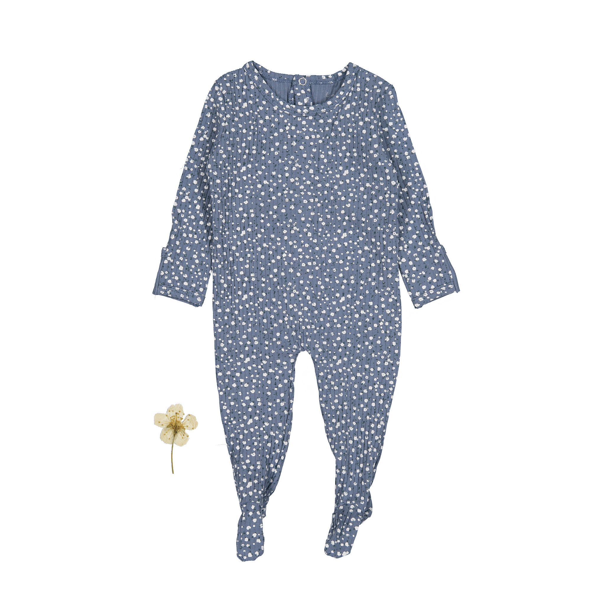 The Printed Romper - Midnight Bud Back Snap Romper Lovely Littles