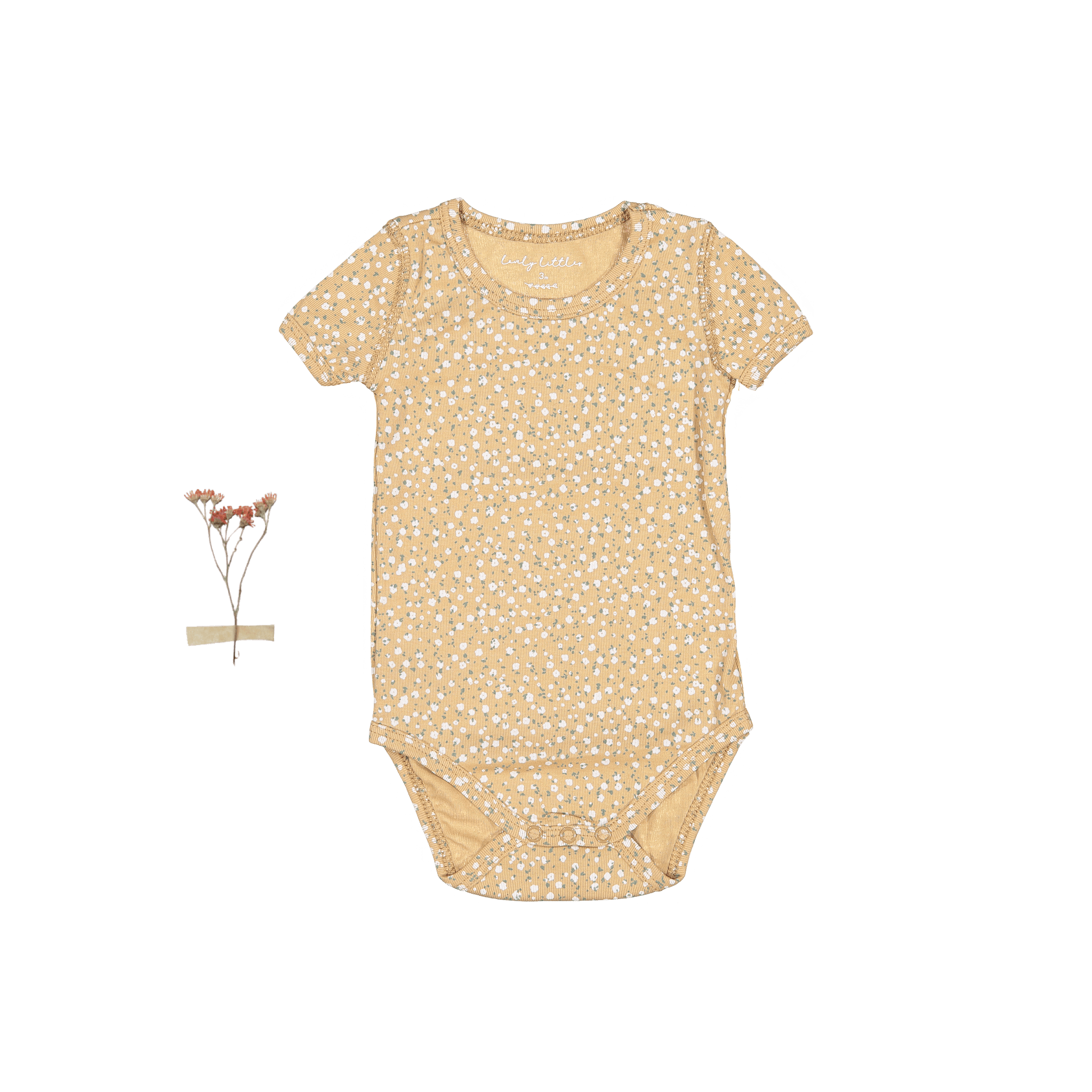 The Printed Short Sleeve Onesie - Tan Bud Short Sleeve Onesie Lovely Littles