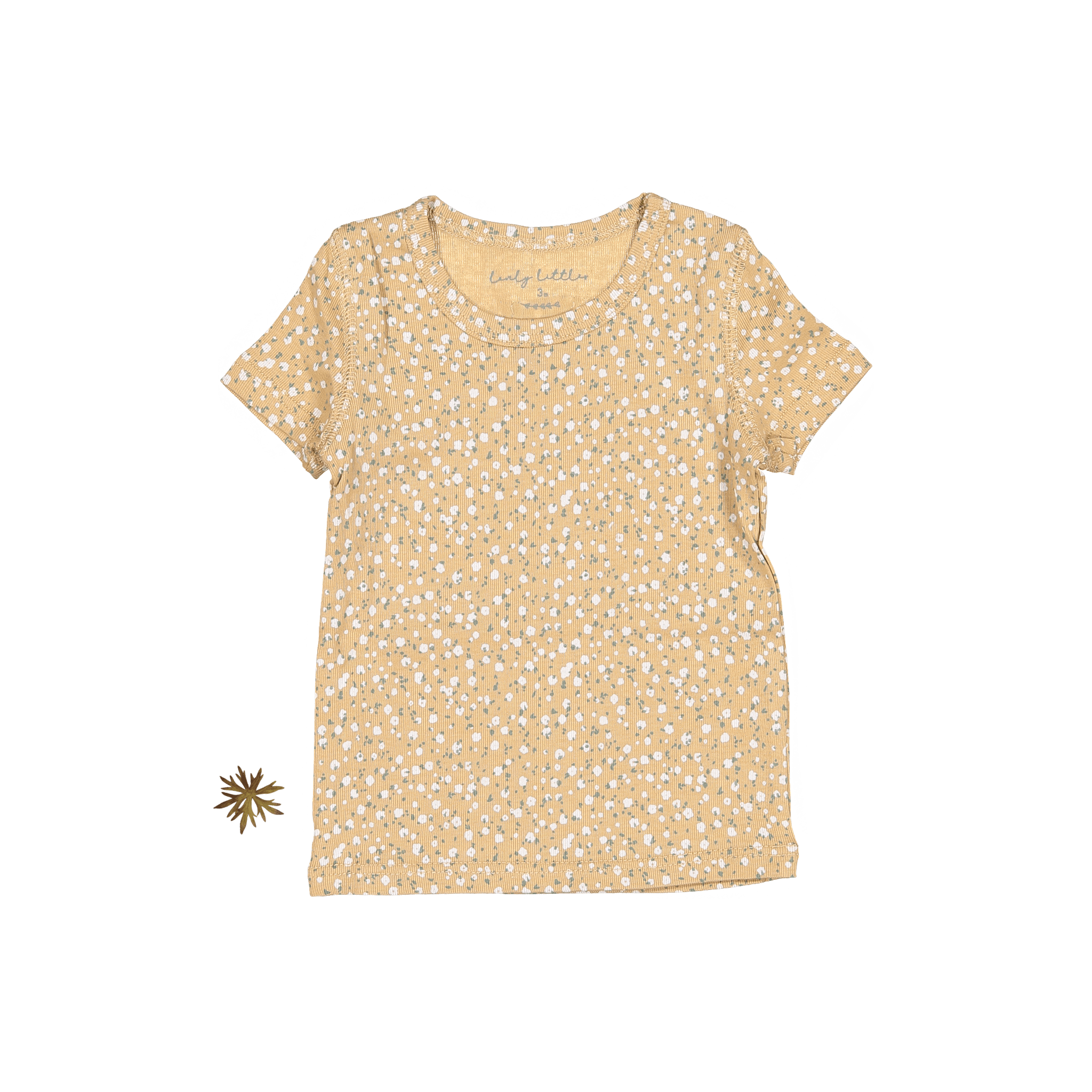 The Printed Short Sleeve Tee - Tan Bud Short Sleeve Tee Lovely Littles