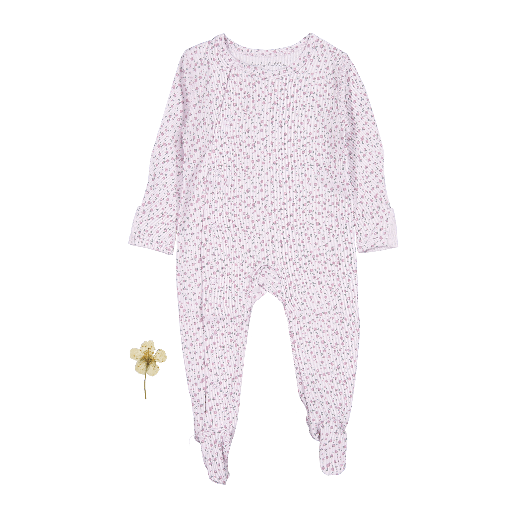 The Printed Snap Romper - Lilac Bud Back Snap Romper Lovely Littles