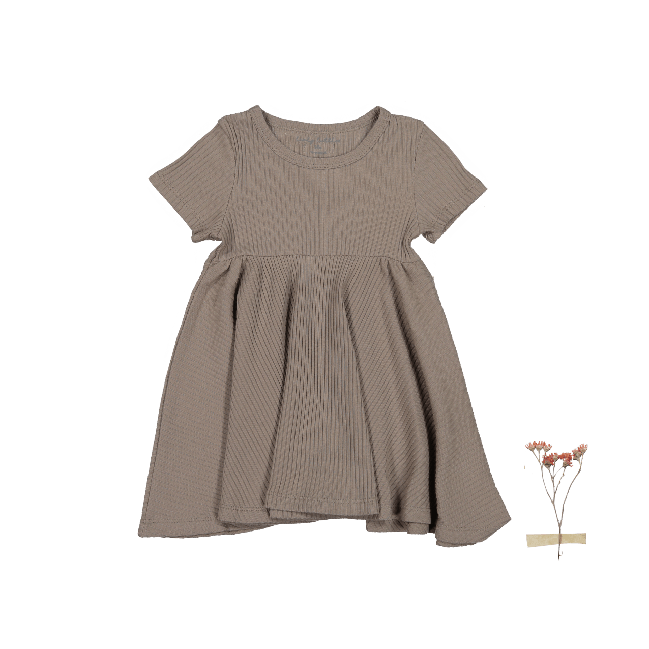 The Short Sleeve Dress - Taupe Short Sleeve Dress Lovely Littles