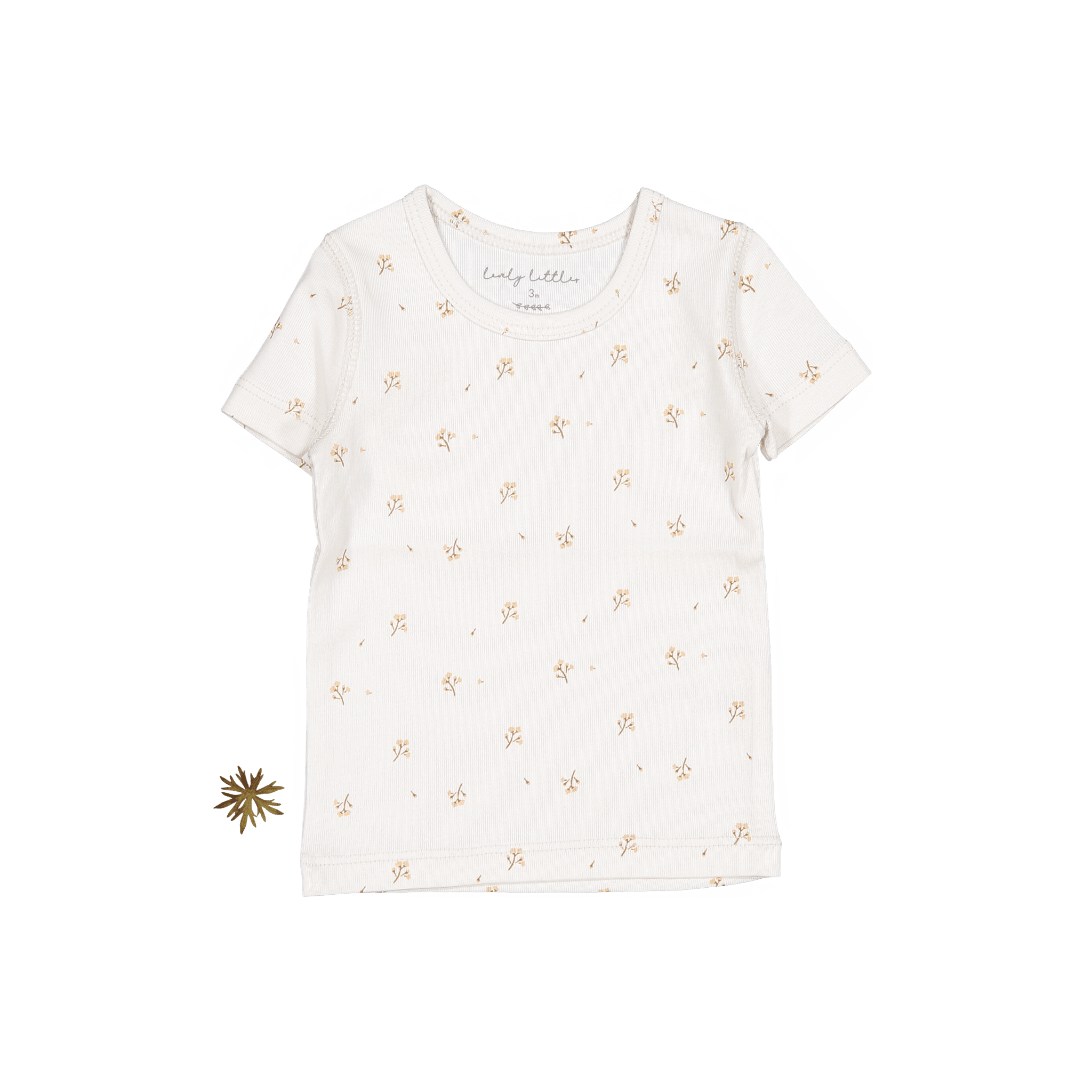 The Printed Short Sleeve Tee - Tan Blossom Short Sleeve Tee Lovely Littles