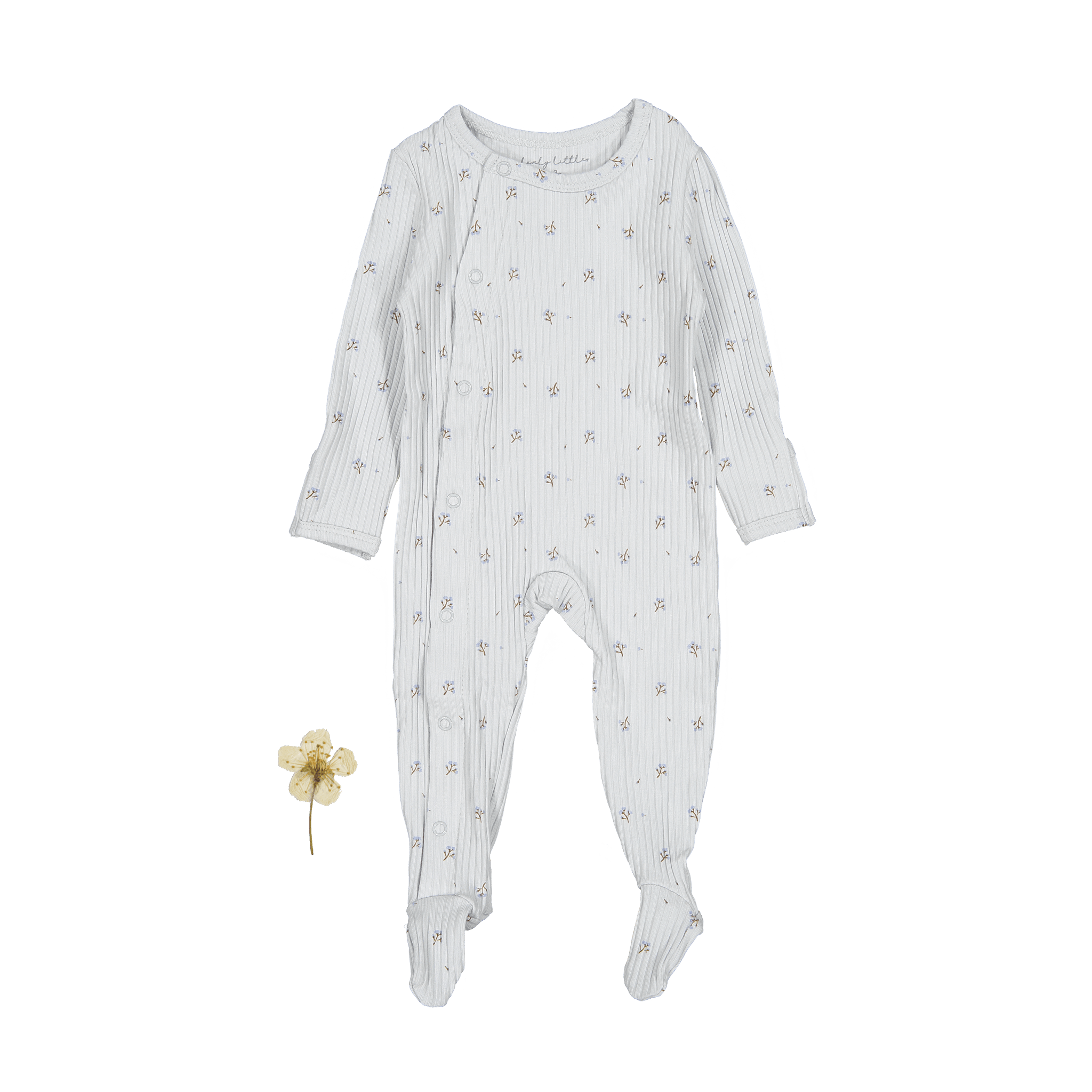 The Printed Snap Romper - Sky Blossom Back Snap Romper Lovely Littles