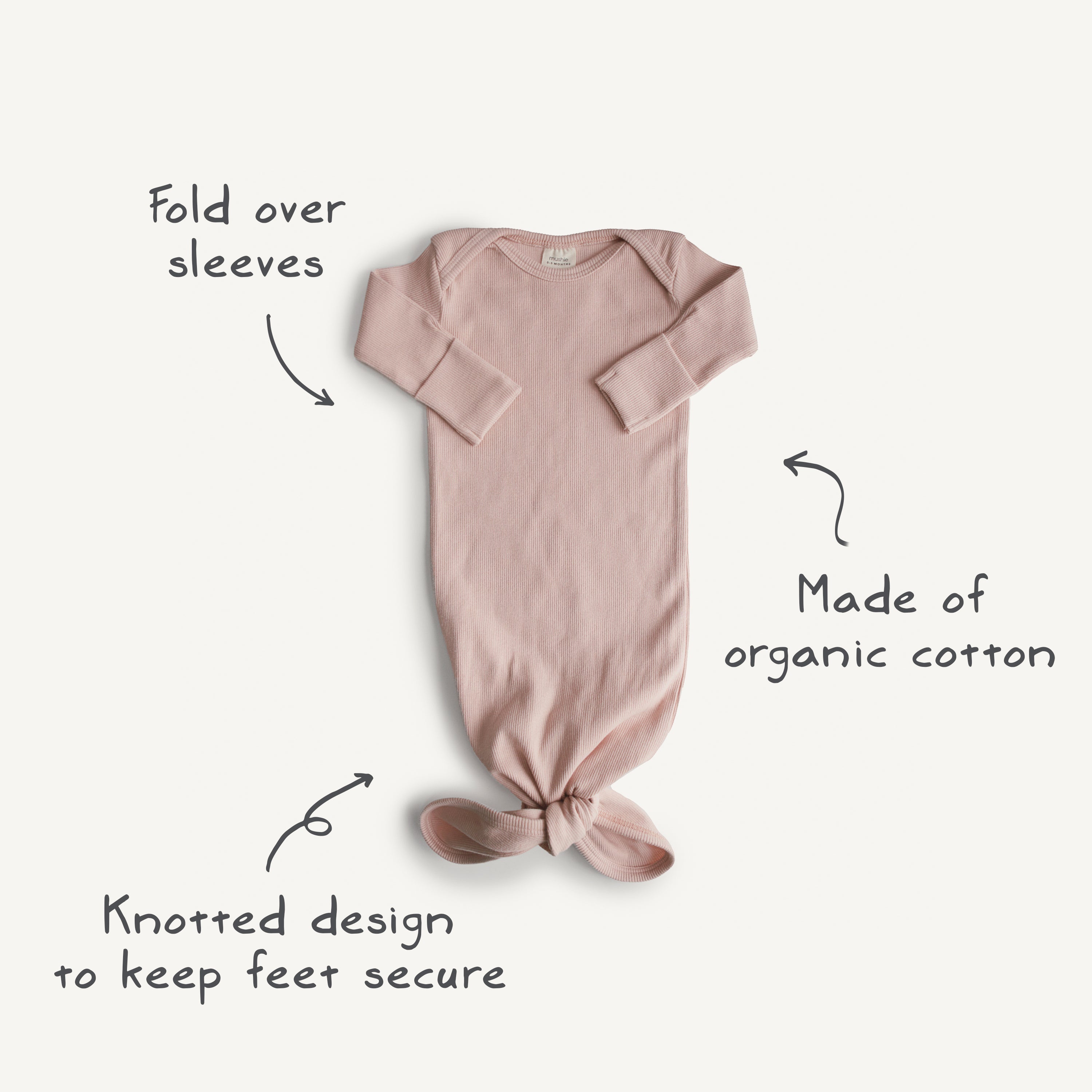 Ribbed Knotted Baby Gown + Beanie Set Baby Clothes Mushie
