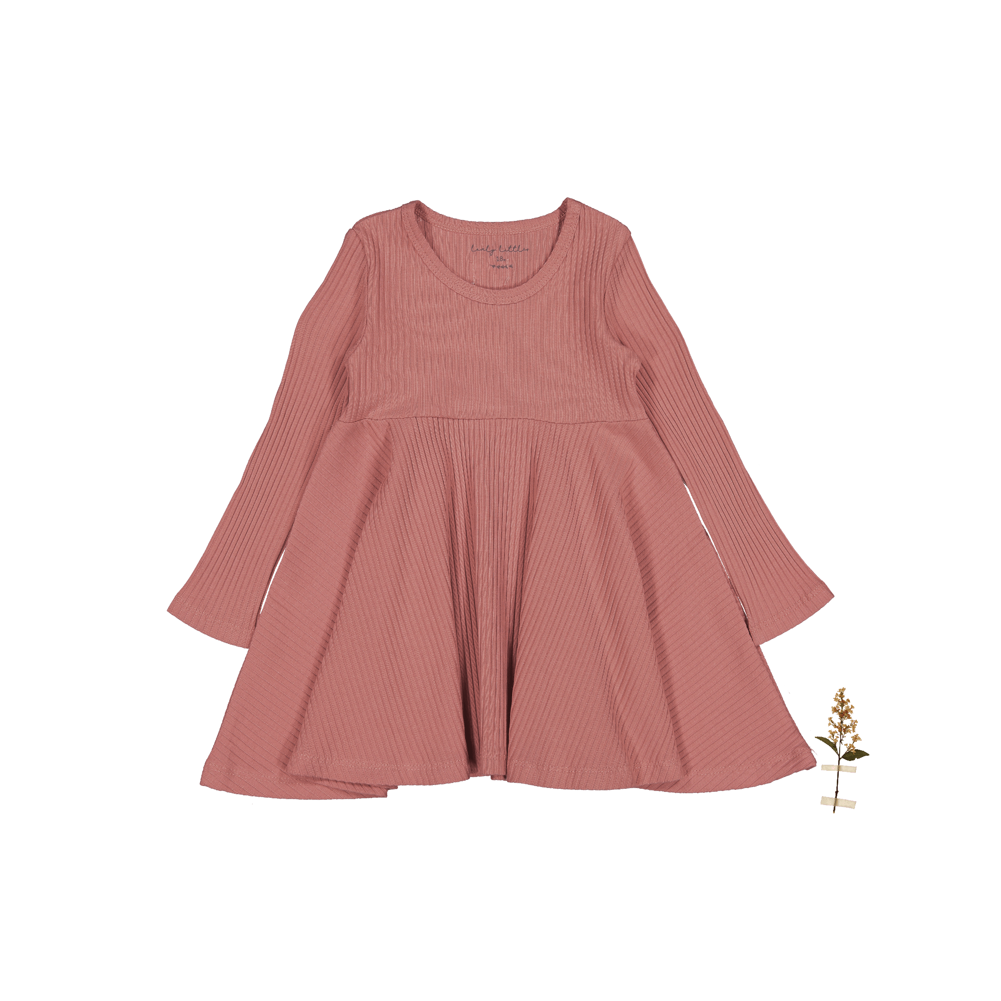 The Long Sleeve Dress - Rosewood Ribbed Long Sleeve Dress Lovely Littles