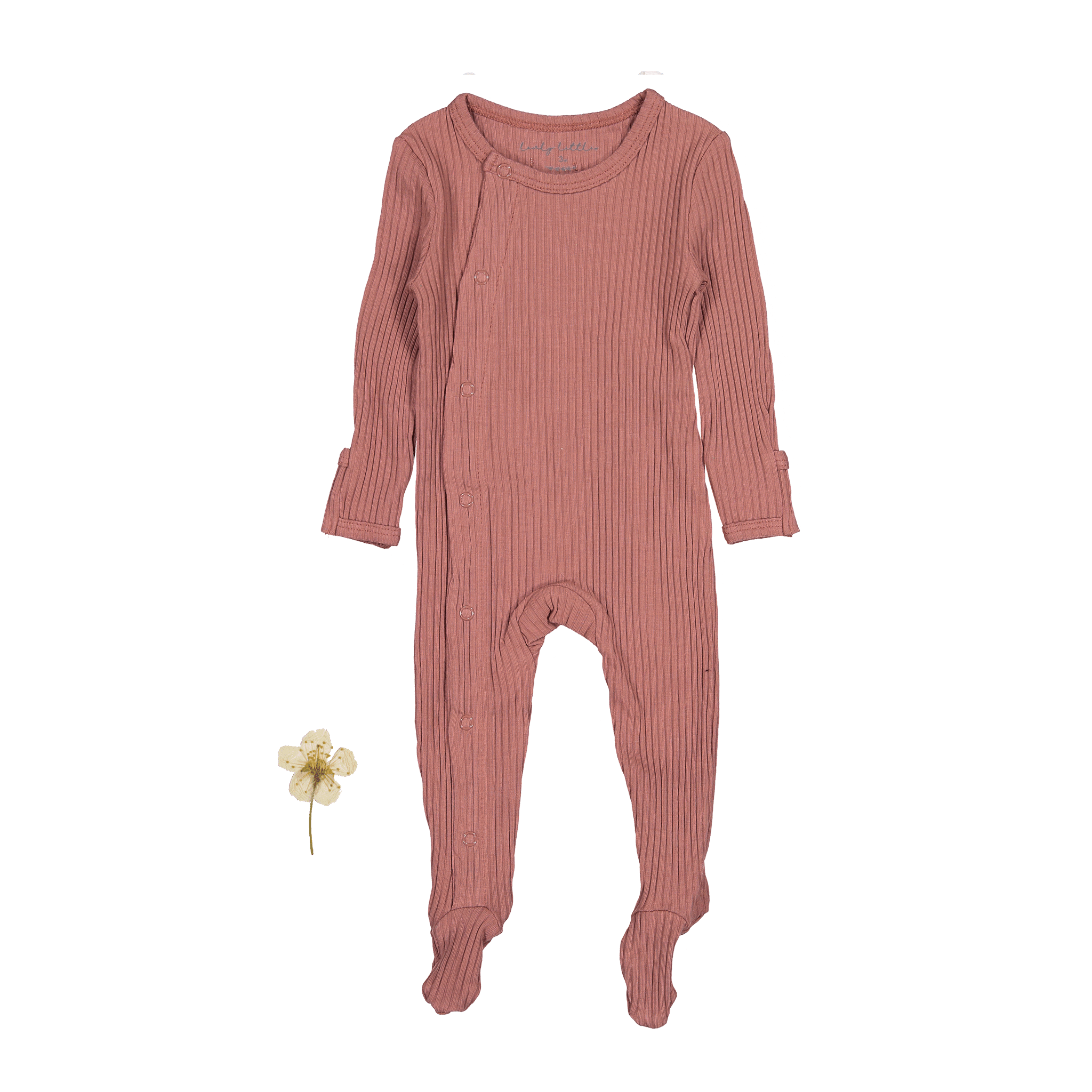 The Snap Romper - Rosewood Ribbed Front Snap Romper Lovely Littles