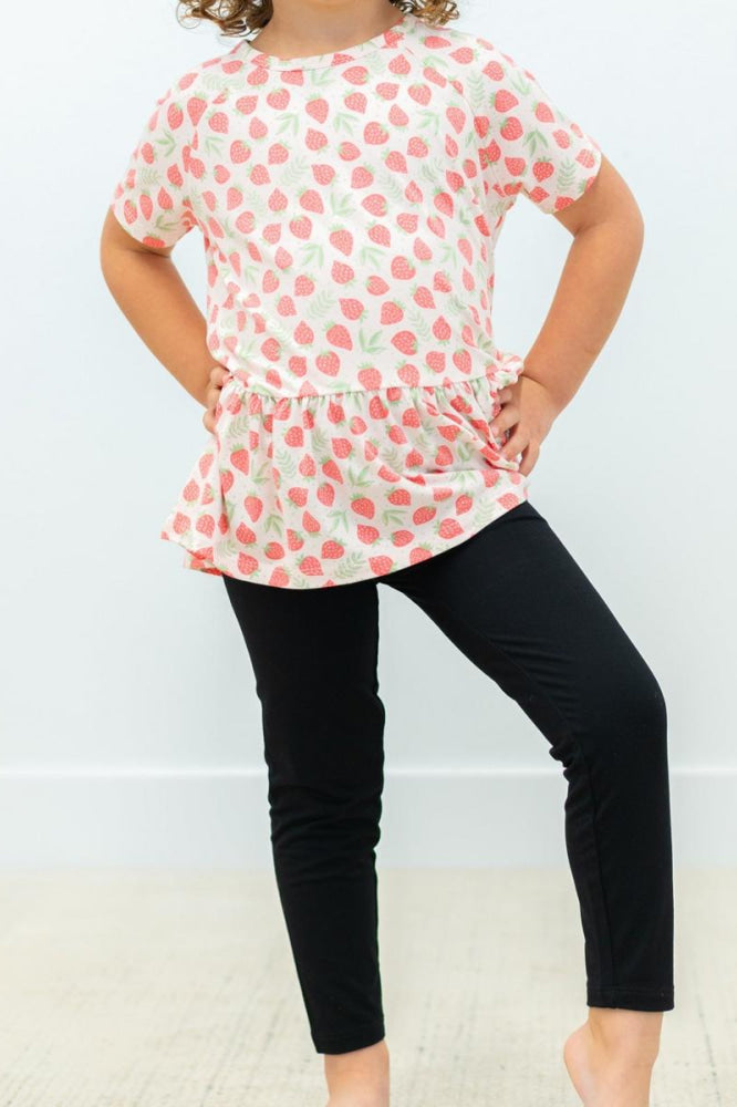 Ruffle Bottom Tee - Strawberry Basil