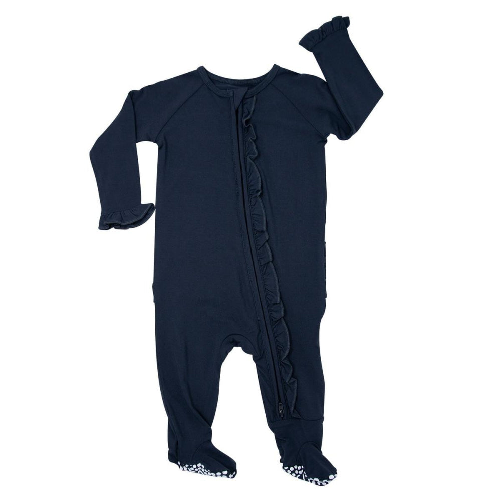 Ruffle Footie - Midnight Black