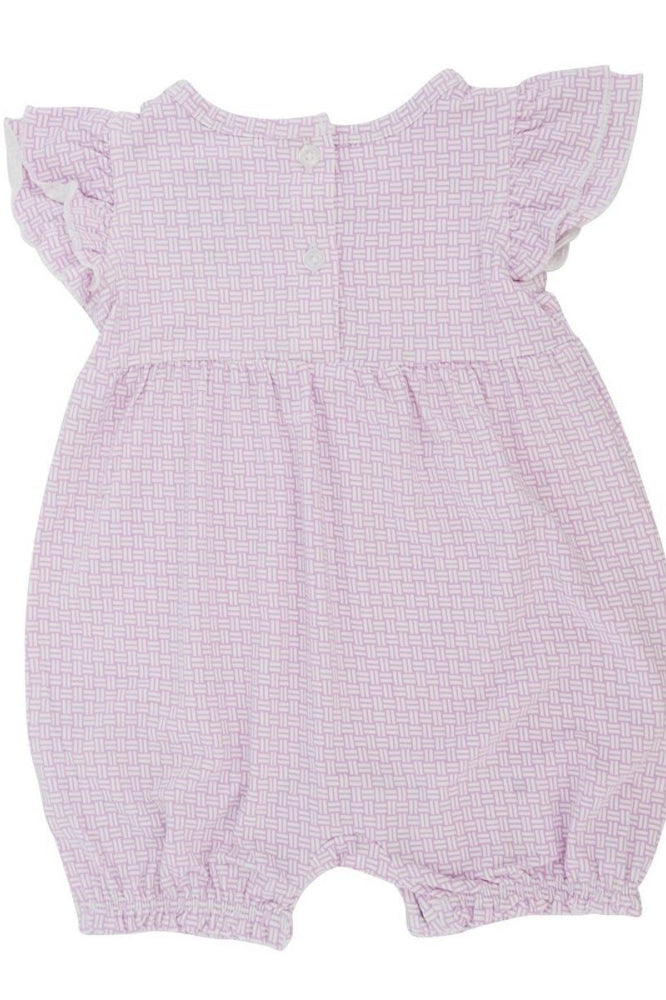 Ruffle Romper - Purple Basketweave