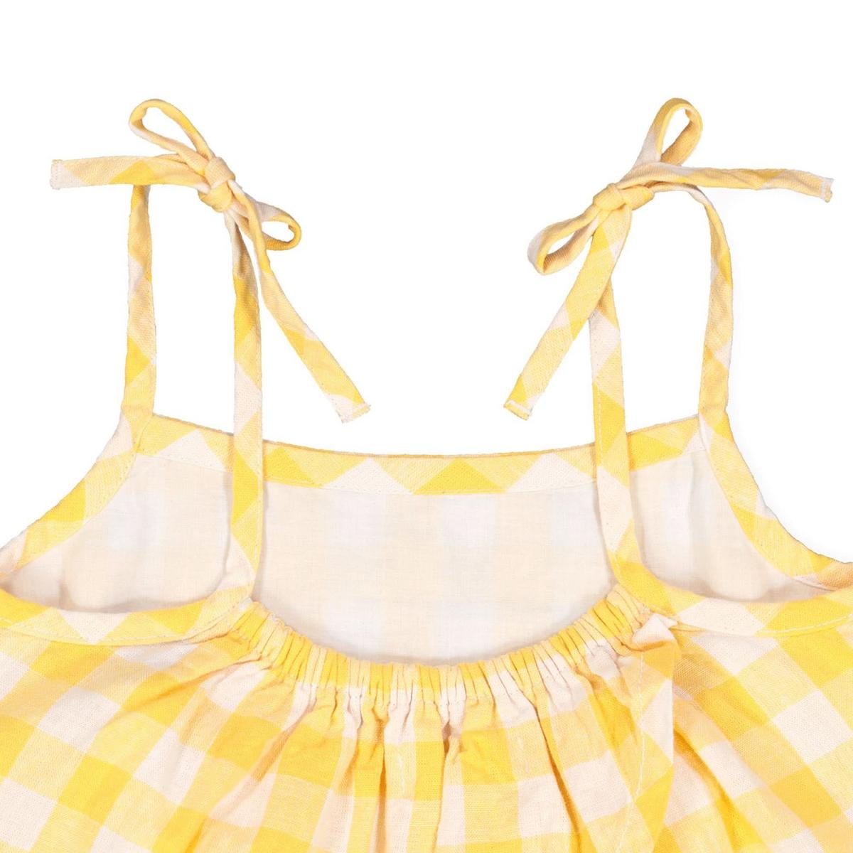 Flutter Back Tank Top - Yellow Check