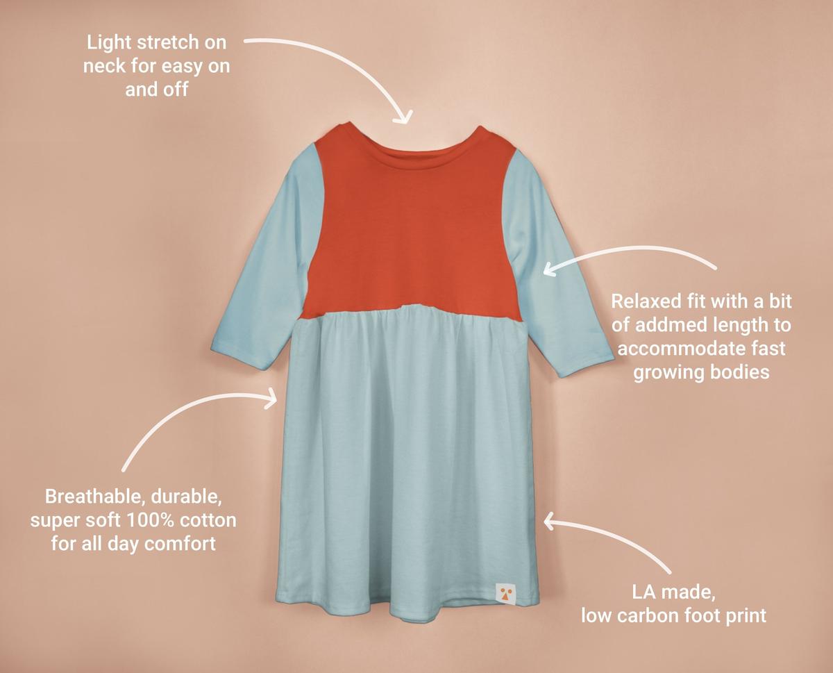 Two-Tone Organic Cotton Jersey Dress - West